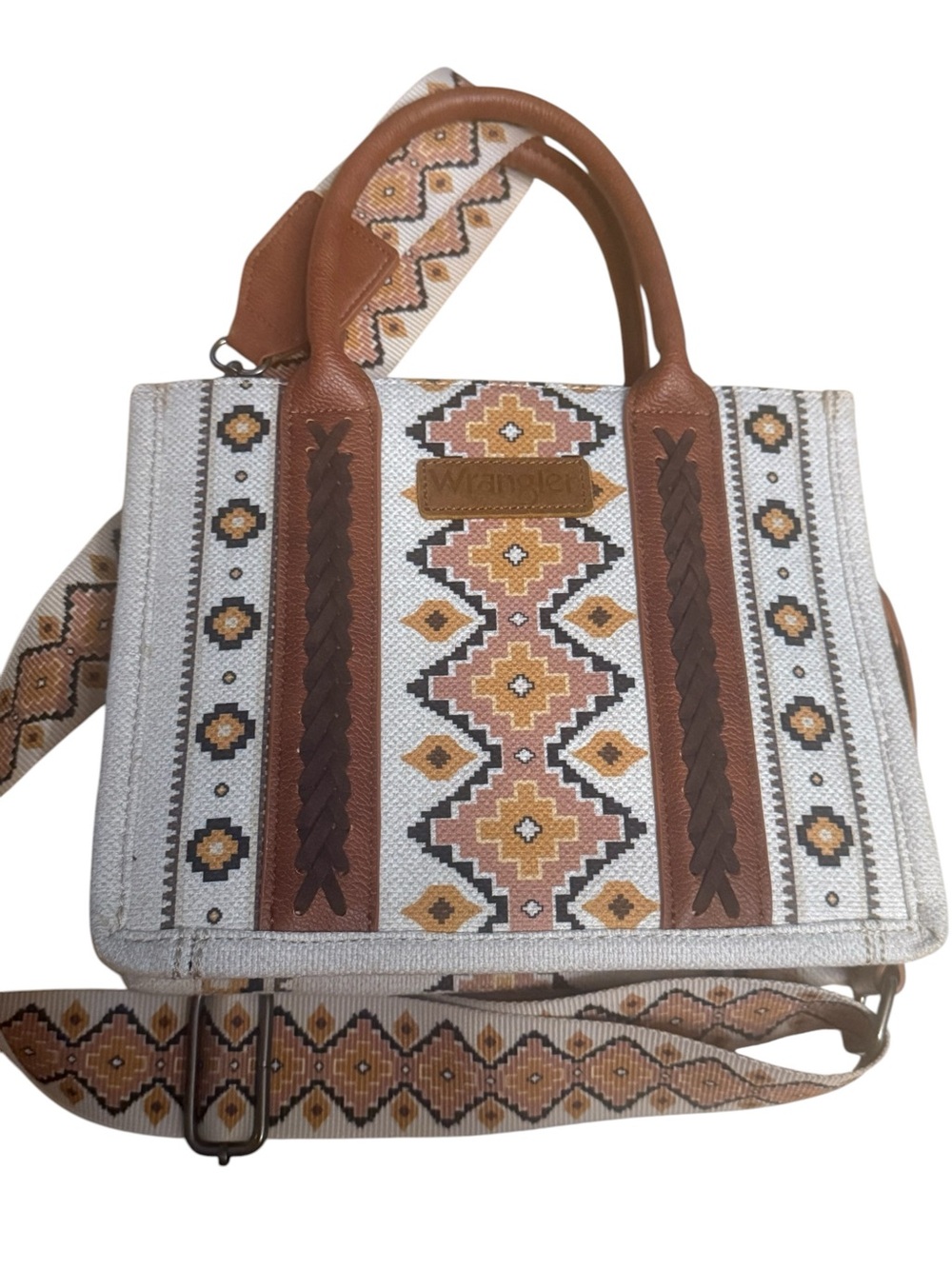 Wrangler Geometric Native  Patterned Shoulder Bag in Brown and Cream Rodeo,